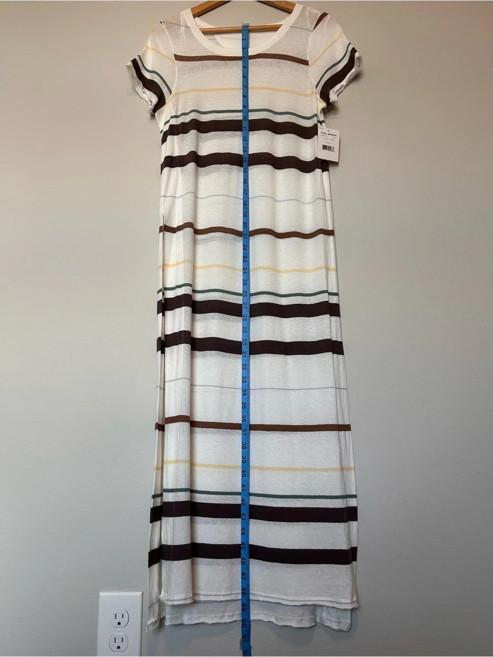 Free People Womens Too Legit Maxi Open Sides Tunic Top, Ivory Combo, - Picture 6 of 14